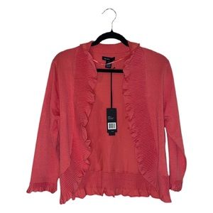 NWT Thesis Coral Ruffled Edge Cardigan